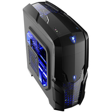Корпус BOOST Game Q2-BU/X400 Black + black inside без БП with 12 cm fan LED BLUE