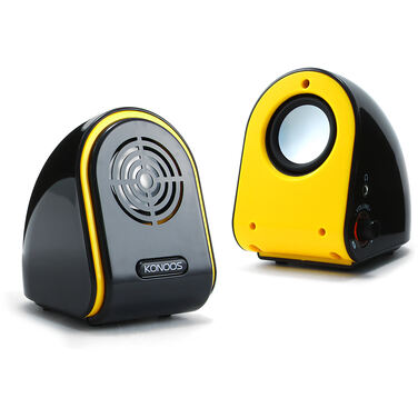 Колонки Konoos KNS-PU50-YELL (черная с желтой вставкой) 2x3W ГОСТ, 220V/ USB/ 4x AA