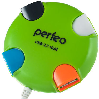 Хаб USB Perfeo 4 Port, (PF-VI-H020 Green) зелёный