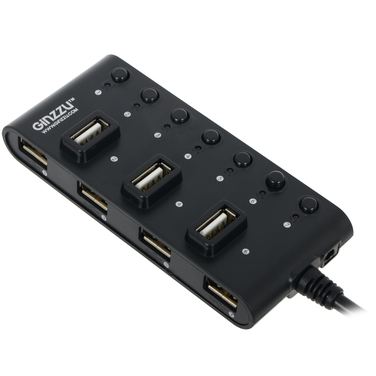 Хаб USB Ginzzu GR-487UB (7 портов, Black)