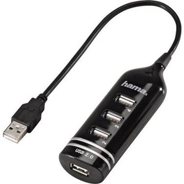Хаб USB Hama 00039776 4порт, черный, USB2.0