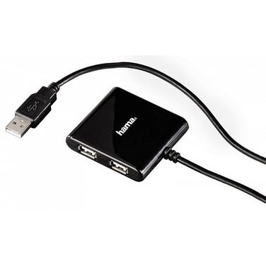 Хаб USB Hama 012131 4порт, черный, USB2.0