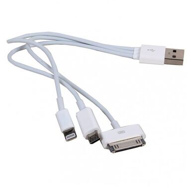 Кабель USB 2.0 A -> micro USB/Apple 30-pin/Apple Lightning, 0.2м, 3Cott 3C-CD-048BB-3in1