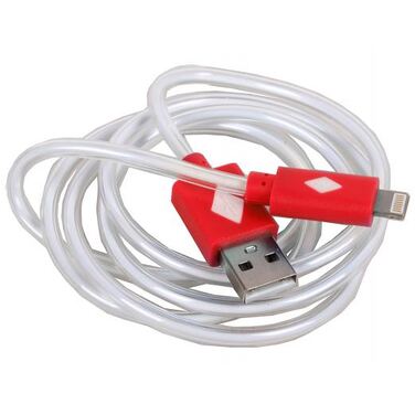 Кабель Lightning -> USB 1м, 3Cott 3C-LDC-065R-IP5, Apple Lightning MFI с подсветкой теплого оттенка