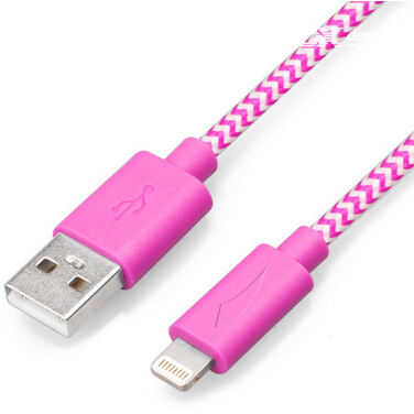 Кабель USB -> Lightning 8pin 1м, Cablexpert армированная оплетка, разъемы розовый металлик