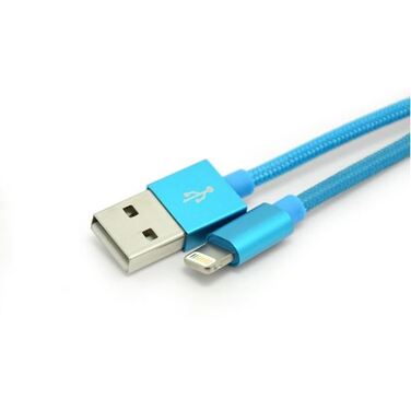 Кабель USB -> Lightning 8pin 1м, Cablexpert армированная оплетка, разъемы синий металлик
