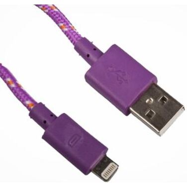 Кабель USB -> Lightning 8pin 1м, Cablexpert армированная оплетка, разъемы фиолетовый металлик