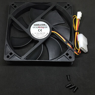 Вентилятор для корпуса CoolCox CC12025M12S 3pin + 4pin molex, 1600 rpm, Black