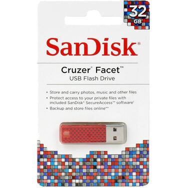 Память Flash Drive 32Gb Sandisk Cruzer Facet, красный, USB 2.0 (SDCZ55-032G-B35R)