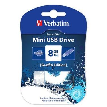 Память Flash Drive 8Gb Verbatim Store 'n' Go Mini Graffiti Edition синий, USB2.0 (98162)