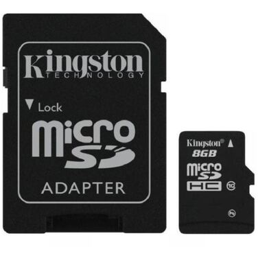Карта памяти 8Gb Kingston microSDHC class10 + адаптер SD (SDC10/8Gb)