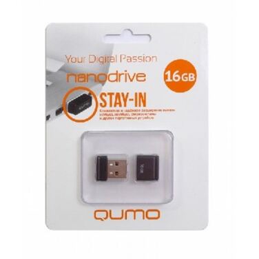 Память Flash Drive 16GB QUMO nanodrive Stay-IN black, USB 2.0 (QM16GUD-NANO-B)