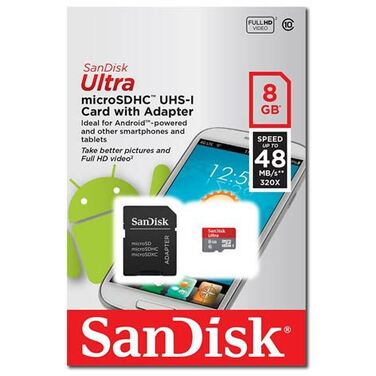 Карта памяти 32Gb Sandisk microSDHC class 10 Ultra Android + adapter SD (SDSDQUAN-032G-G4A)