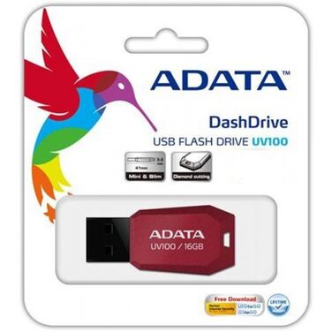 Память Flash Drive 16Gb A-Data UV100 USB2.0, красный (AUV100-16G-RRD)