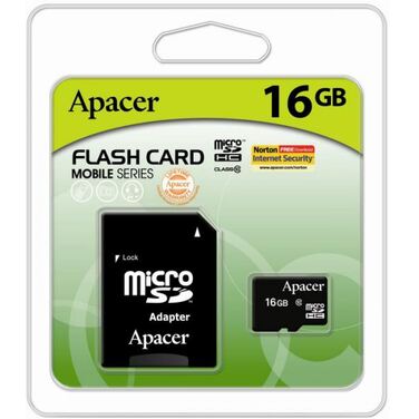 Карта памяти 16Gb Apacer MicroSDHC class10 + Adapter SD (AP16GMCSH10-R)