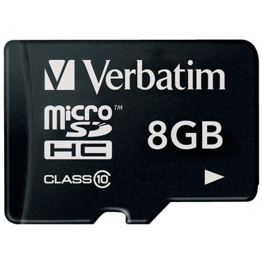 Карта памяти 8Gb Verbatim microSDHC class10 + SD адаптер (44081)