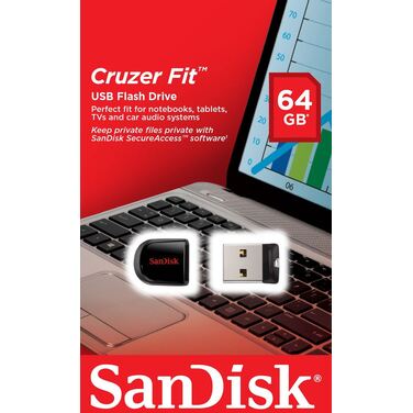 Память Flash Drive 64GB SanDisk Cruzer Fit USB 2.0 (SDCZ33-064G-B35)