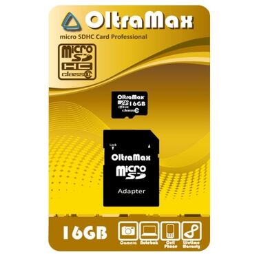 Карта памяти 16Gb OltraMax microSDHC Class10 + adapter SD