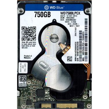 Жесткий диск 2.5" 750GB SATA-III Western Digital Blue WD7500LPCX 16MB, 5400RPM