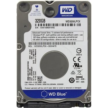 Жесткий диск 2.5" 320Gb SATA-III Western Digital Blue WD3200LPCX 5400rpm, 16Mb, 2.5"