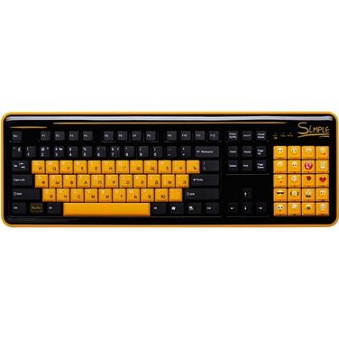 Клавиатура CBR Simple S18 Black-Yellow, 86+20 доп. кл., переключение языка 1 кнопкой, USB