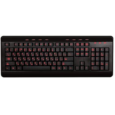 Клавиатура Gembird KBL-007,черн., USB, красная подсветка символов, 8 доп.клавиш