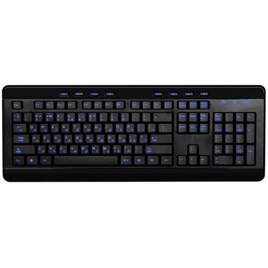 Клавиатура Gembird KBL-007,черн., USB, синяя подсветка символов, 8 доп.клавиш