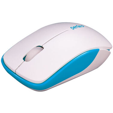 Мышь Perfeo Assorty белый/синий, беспроводная, оптическая, 3 кн, 1000 DPI, USB (PF-763-WOP-W/BL)