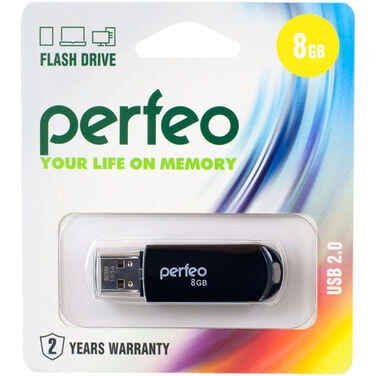 Память Flash Drive 8Gb Perfeo C03 Black, USB 2.0 (PF-C03B008)
