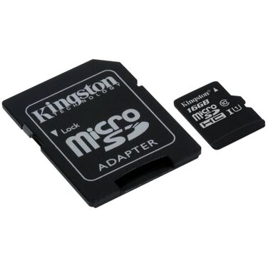 Карта памяти 16GB Kingston microSDHC SDC10G2/16GB Class 10 UHS-I (SD адаптер) 45MB/s