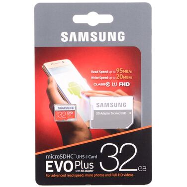Карта памяти 32Gb Samsung EVO Plus microSDHC UHS-I U1 + SD Adapter (R95/W20Mb/s) (MB-MC32GA/RU)