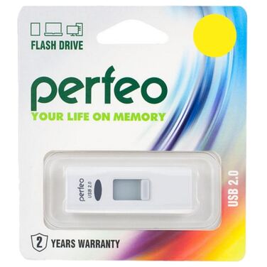 Память Flash Drive 16Gb Perfeo S02 white, USB 2.0 (PF-S02W016)