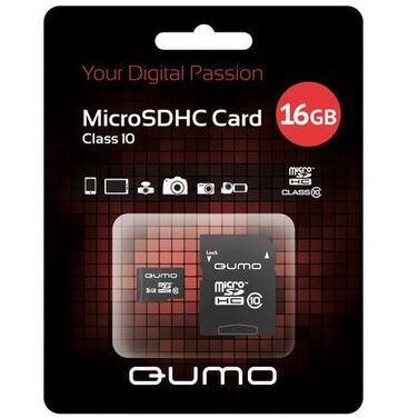 Карта памяти 16Gb QUMO microSDHC class10 + адаптер SD (QM16MICSDHC10)