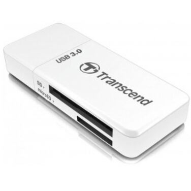 Картридер Transcend RDF5, SD/microSD, USB 3.0, белый