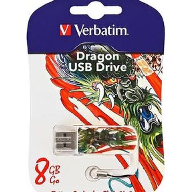 Память Flash Drive 8GB Verbatim Mini Tattoo Edition, USB 2.0, Дракон (49884)