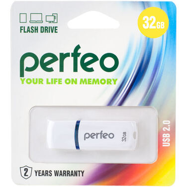 Память Flash Drive 32Gb Perfeo C09 White PF-C09W032