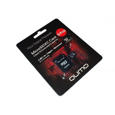 Карта памяти 64Gb QUMO microSDХC class10 + Adapter SD UHS-1 (QM64GMICSDXC10U1)