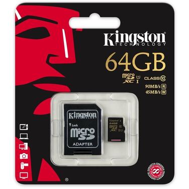 Карта памяти 64GB Kingston microSDXC Class 10 UHS-I U1 + adapter SD (SDCA10/64GB)