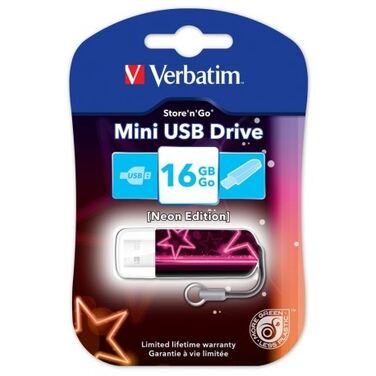 Память Flash Drive 16GB Verbatim Mini Neon Edition, Pink, USB 2.0