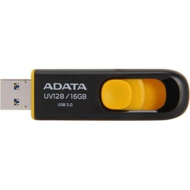 Память Flash Drive 16Gb ADATA UV128, black+yellow, 35MB/s 9MB/s USB 3.0 (AUV12816G-RBY)