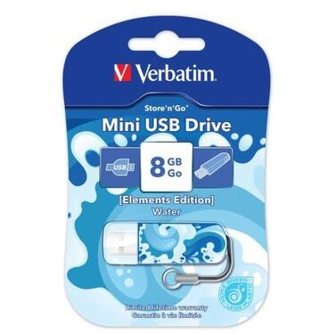 Память Flash Drive 8Gb Verbatim Store 'n' Go Mini Elements Edition, Water, USB 2.0 (98159)
