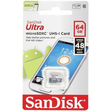 Карта памяти 64Gb Sandisk Ultra microSDXC Class 10 UHS-I 48MB/s (SDSQUNB-064G-GN3MN)