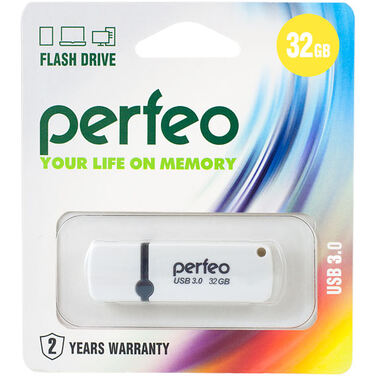 Память Flash Drive 32Gb Perfeo C08 White USB 3.0