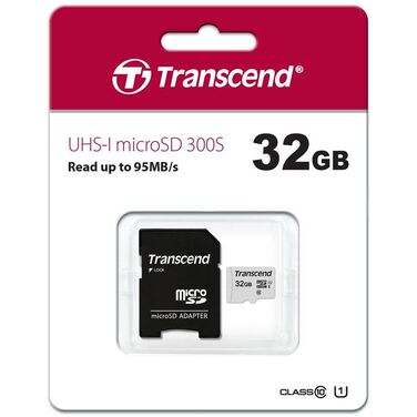 Карта памяти 32Gb Transcend 300S microSDHC Class10 UHS-I U1 + адаптер SD (TS32GUSD300S-A)