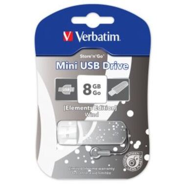 Память Flash Drive 8GB Verbatim Mini Elements Edition, USB 2.0, Wind (98161)