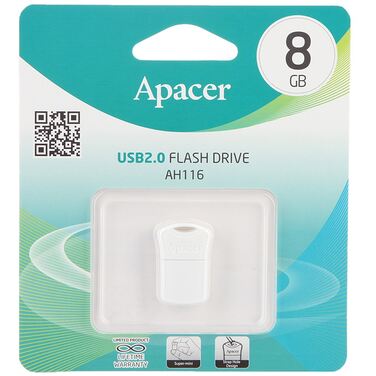 Память Flash Drive 8Gb Apacer AH116 USB2.0 White (AP8GAH116W-1)