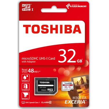 Карта памяти 32Gb Toshiba microSDHC UHS-I class10 + adapter SD, 48МБ/с (THN-M301R0320EA)