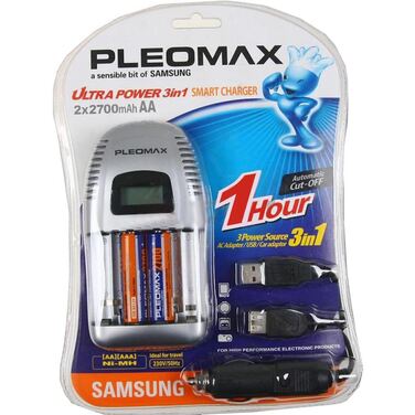 Зарядное устройство Samsung Pleomax 1012 Ultra Power 3 in 1 Smart Charger + 2x2700mAh AA