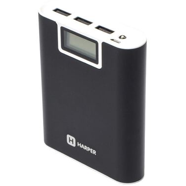 Мобильный аккумулятор Harper PB-2010 black (10000mAh/Li-Ion/Выход 3 USB: 5V/2,1A/ LED фонарик/LED ин
