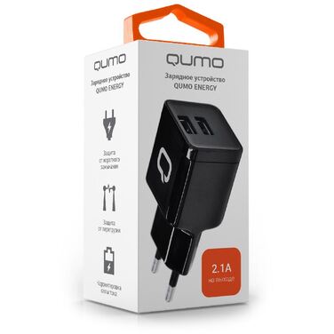 Зарядное устройство USB Qumo Energy 2 USB, 2.1A, черный